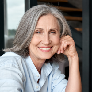 happy middle aged woman